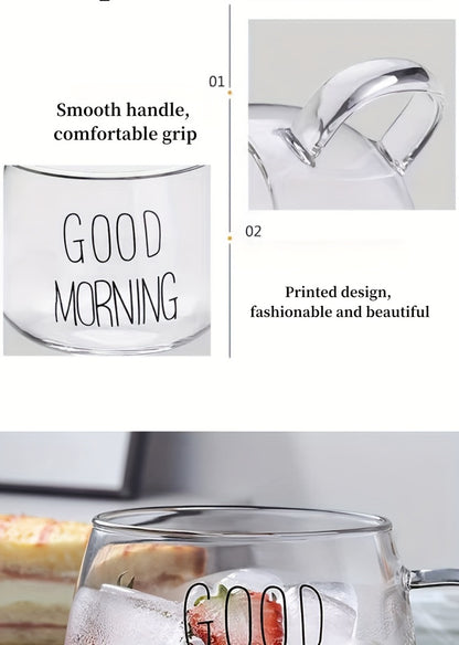1pc, Good Morning Breakfast Milk Oatmeal Cup, High Borosilicate Glass Mug, Large Capacity Glass Cup, 400ml/13.6oz