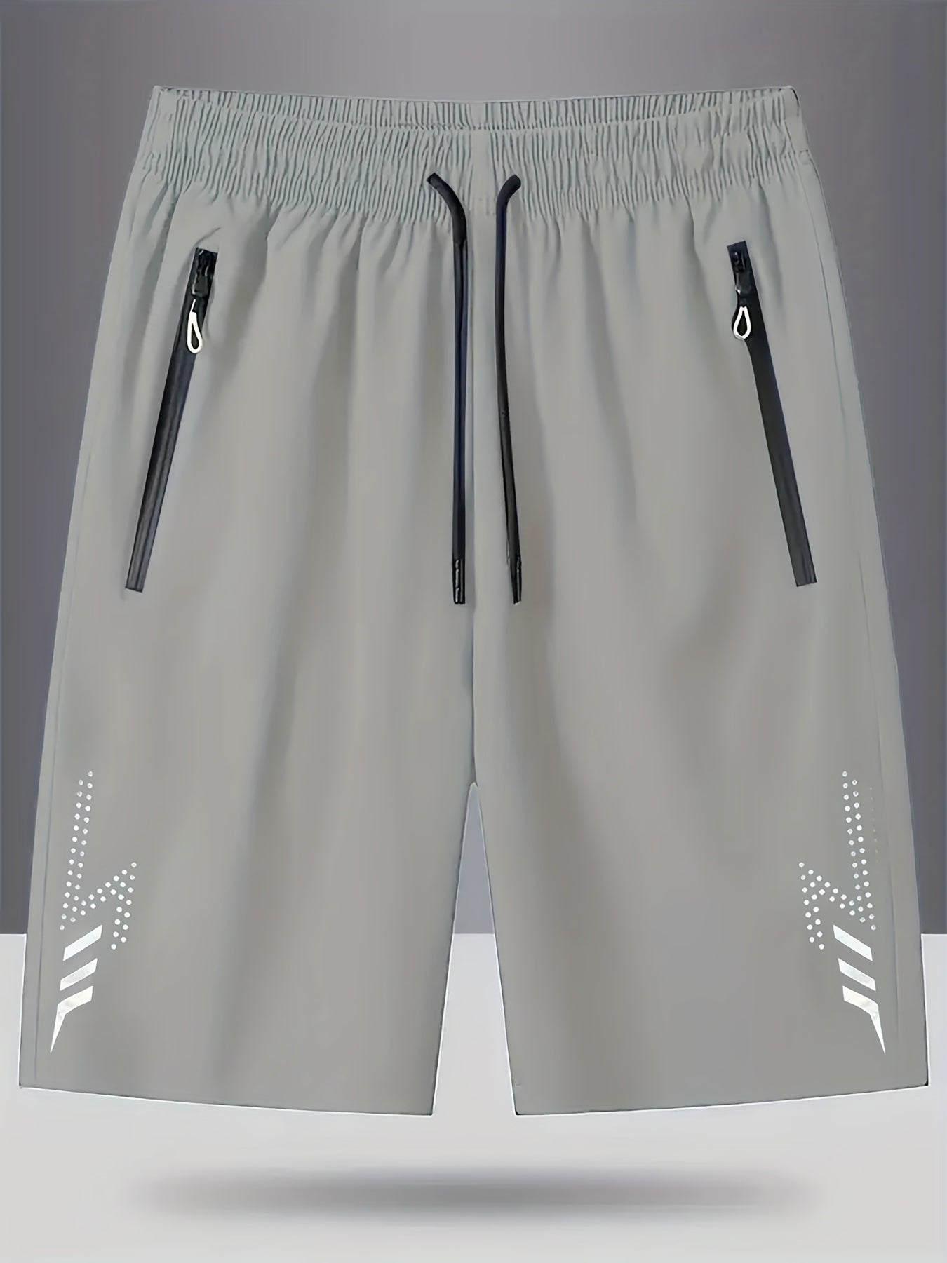 3pcs Men's Lightweight Quick-Dry Athletic Running Shorts - Loose Fit Plus Size, Zipper Pocket & Elastic Waistband, Polyester/Elastane Blend Swim Shorts with White & Black Design for Gym, Beach, Jogging - Summer Workout Swim T