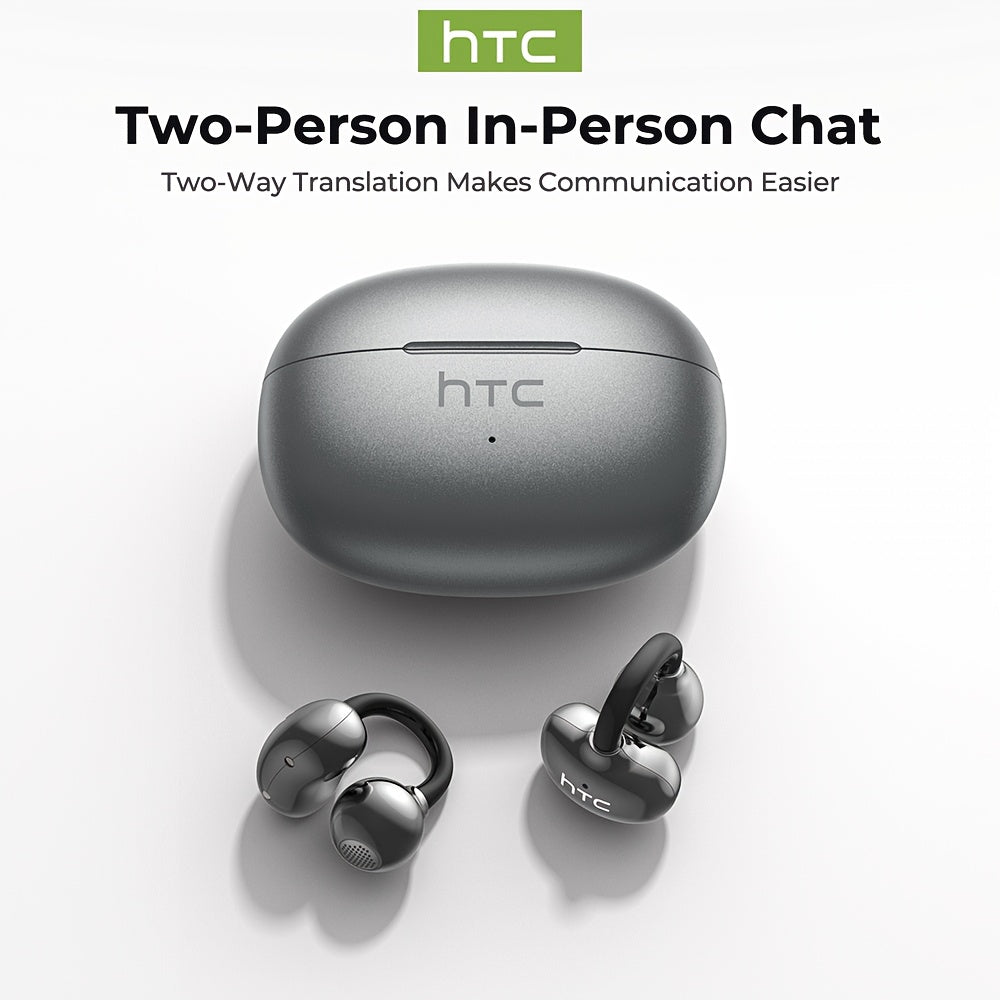 1pc HTC NE55 AI Translation Earbuds Real-time Translation Headphones OWS Open-Ear Wireless Headphones, Latest BT V6.0, Noise Reduction Clear Call, 6.5 Hours Music Long Battery Life, Big speaker Big Volume, Wired Headphones, H