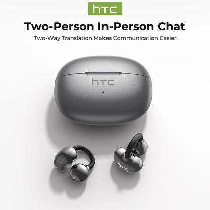1pc HTC NE55 AI Translation Earbuds Real-time Translation Headphones OWS Open-Ear Wireless Headphones, Latest BT V6.0, Noise Reduction Clear Call, 6.5 Hours Music Long Battery Life, Big speaker Big Volume, Wired Headphones, H