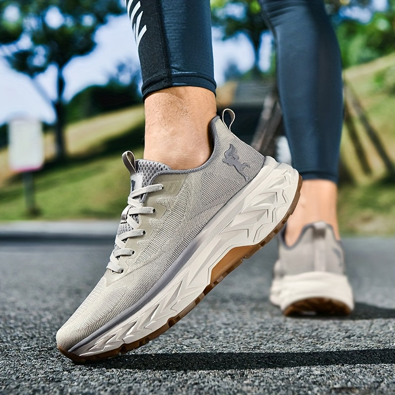 Men's All-Season New Sports Shoes, MD Soft Sole, Breathable Fabric Mesh Upper, Lightweight Design, Thickened Outsole, Fashion Trendy Running and Travel Hiking Camping Footwear