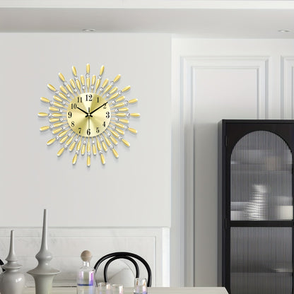 1pc 14.56 Inch Black Small Wall Clock For Living Room Decor, Modern Metal Wall Clocks For Kitchen Bedroom Office Decor, Non-Ticking Quiet Wall Clock Easy To Read