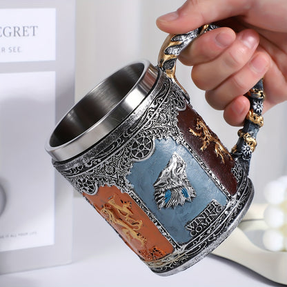 [Customer Favorite] Ice Bird & Blazing Fire Stainless Steel Beer Mug - Silvery, Perfect for Office, Sleep, Reading | Ideal for Oktoberfest, Easter, Hanukkah