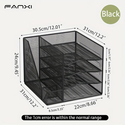 Iron Paper Organizer, Letter Tray, Document Data Bookend, Desk File Organizer, for Office, Home or School