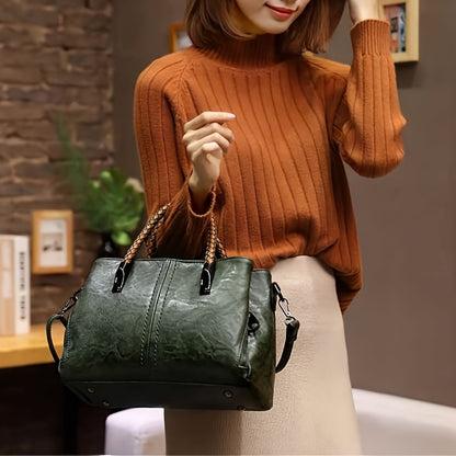 Big Bag 2025 Four Seasons Versatile Handbag Fashion Office Bag Texture Soft Boston Single Shoulder Crossover Large Capacity Women's Bag