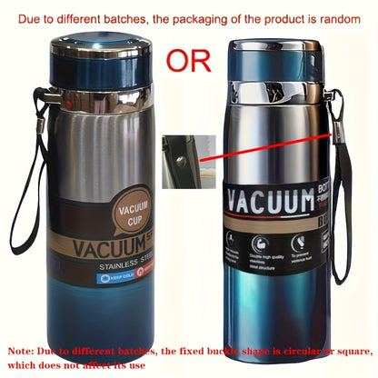 Garrafa térmica de aço inoxidável de 800 ml/27 oz com pega de transporte - Mantém as bebidas quentes durante 10 horas ou frias durante 24 horas, livre de BPA, portátil para campismo, trilhos, viagens de carro e outras atividades.