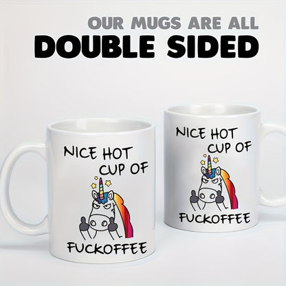 1pc, Ceramic Coffee Mug, White Creative Angry Unicorn Coffee Mug, Portable Ceramic Mug for Office, Suitable for Hot or Cold Drinks, Birthday Gift, Holiday Gift, Gift for Friends, Family, 11 Oz