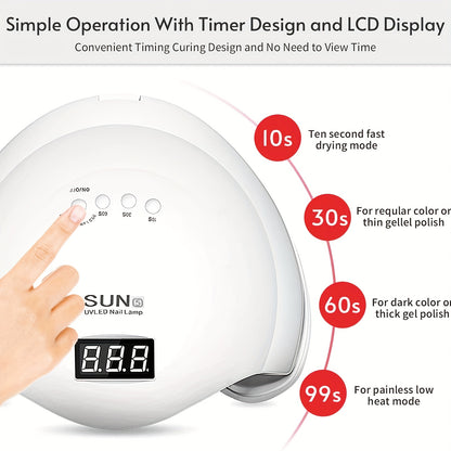 LED Nail Dryer, Gel Nail Polish Curing UV Light, With 4 Timers Auto-Sensing LCD Display Nail Tools, Quick Drying Nail Lamp, Portable Nail Dryer (white)