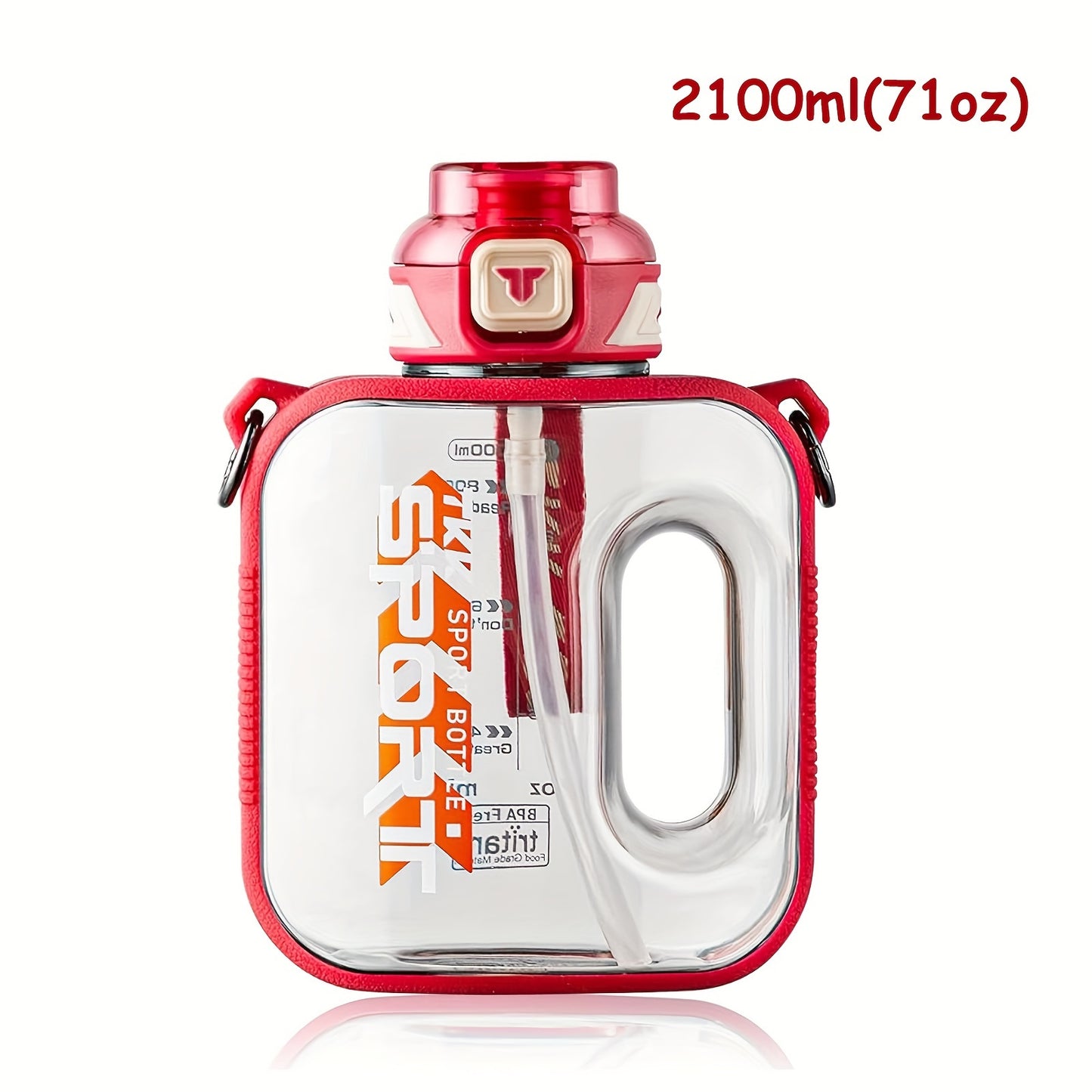1pc TKK Leakproof Sports Water Bottle Jug with Handle & Straw - Wide Mouth, BPA-Free, for Gym, Travel, Camping, Yoga - Available in 1000ml/1600ml/2100ml (33.81oz/54.1oz/71.01oz) - Ideal Gift for Athletes, Hikers, Outdoor Enth
