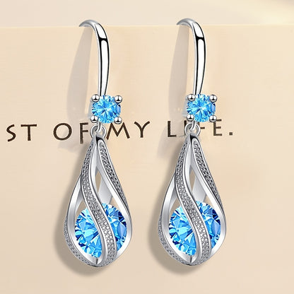 Delicate Teardrop Zirconia Earrings Floral Spiral Earrings Jewelry For Women 1Pair