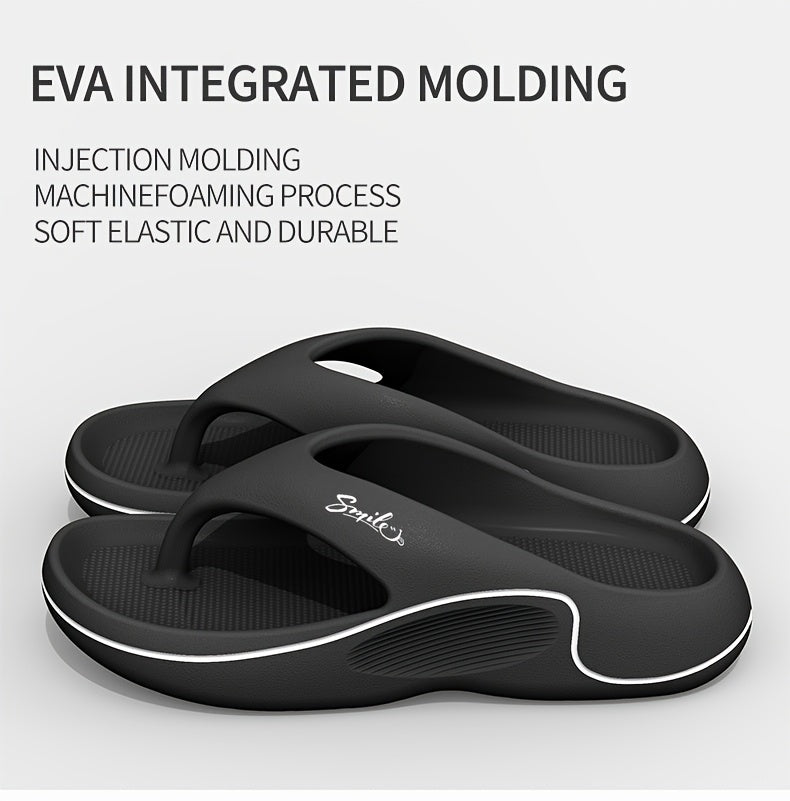 Non-Slip Slip-On Slippers - Heavy-Duty Cushioned EVA Indoor/Outdoor House Shoes, Anti-Slip Sole for Bathroom, Pool, Gym, Patio - Lightweight & Easy-Clean Unisex Adult Slippers (Black) - Ideal for Home, Hotel, Spa Use