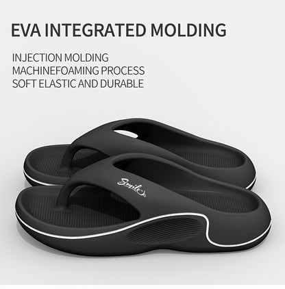 Non-Slip Slip-On Slippers - Heavy-Duty Cushioned EVA Indoor/Outdoor House Shoes, Anti-Slip Sole for Bathroom, Pool, Gym, Patio - Lightweight & Easy-Clean Unisex Adult Slippers (Black) - Ideal for Home, Hotel, Spa Use