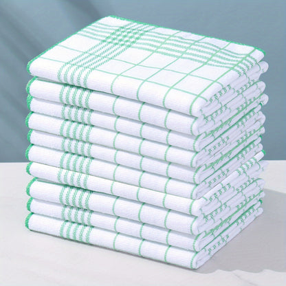 5/10pcs Absorbent and Fluff-Free Dish Cloths, Large 40*60cm Suitable for Quick Cleaning, Suitable for Coffee Machines, 4 Colors Kitchen Tea Towels, Grid and Square Kitchen Towels, Kitchen and Restaurant, Kitchen Supplies, Gif