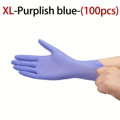 100pcs Purple-Blue Disposable Nitrile Gloves - Durable, Waterproof, Ideal for Home Cleaning, Pet Bathing, Hair Dyeing, Manicure - Essential Household Cleaning Supplies, Pet Care Essentials|Disposable Gloves|Durable Gloves