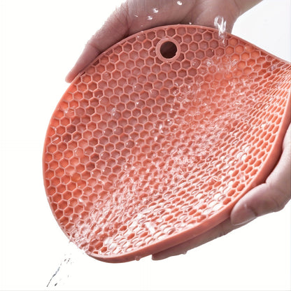 1/4pcs Round Honeycomb Silicone Placemat 17.02 Cm, Heat Insulation Pad, Non-slip Pot Holder, Easy To Clean And High Temperature Resistant Table Mat, Tabletop Protection, Home Kitchen Dining Table Decor