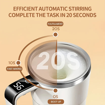 ADKING 12oz Smart Tumbler with Digital Display - USB Rechargeable, Stainless Steel Electric Coffee Mug with Timer & Adjustable Speed Control, Long-Lasting Battery Life (80+ Min), White & Pink for Winter