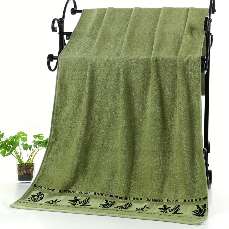 Self Bamboo Fiber Bath Towel 3pcs / 3pcs Bamboo Embroidered Bath Towel Set, Absorbent & Quick-drying Showering Towel, Super Soft & Light Beige-friendly Bathing Towel, for Home Bathroom, Ideal Bathroom Supplies 70*140cm/27.5*5