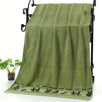 Self Bamboo Fiber Bath Towel 3pcs / 3pcs Bamboo Embroidered Bath Towel Set, Absorbent & Quick-drying Showering Towel, Super Soft & Light Beige-friendly Bathing Towel, for Home Bathroom, Ideal Bathroom Supplies 70*140cm/27.5*5