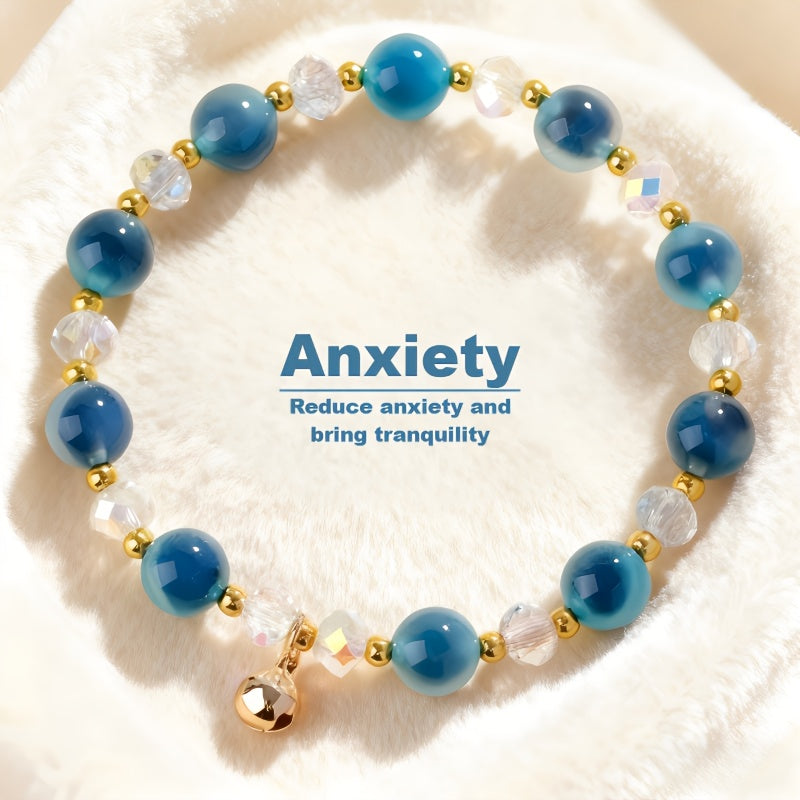 1pc fashion Golden-absorbing bracelet, blue agate imitation bracelet, natural stone wealth to attract wrists, accessories for daily wear of wealth and good luck, Golden-absorbing wrists | Real stone bracelets, money bracelets