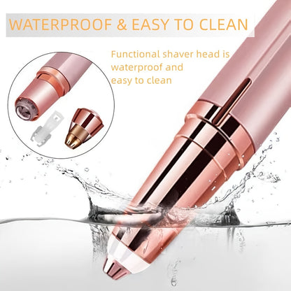 Eyebrow Hair Remover For Lip Nose Facial Hair Removal, USB Rechargeable Painless Precision Portable Electric Eyebrow Trimmer Pen With LED Light, Safe Eyebrow Shaver Razor Tool For Men And Women (Rose Golden) Father's Day Gift