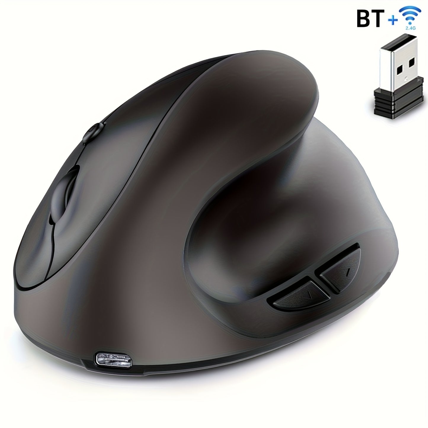 Rato Vertical Ergonómico Sem Fios Dual Mode BT &amp; 2.4GHz