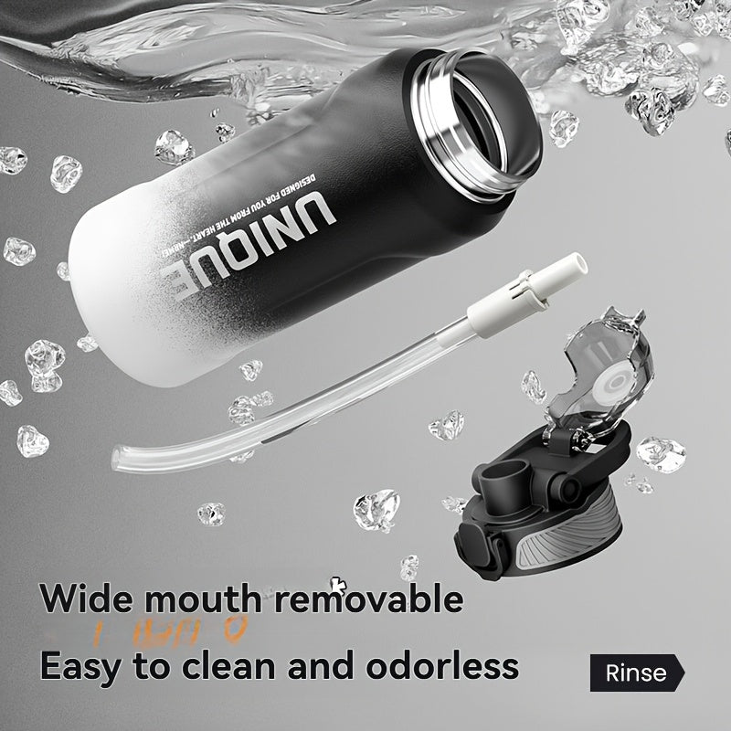 32oz nRMEi Insulated Stainless Steel Water Bottle with Pop-Up Lid, Handle & Straw - 316 Stainless Steel, BPA-Free, 4-Season Hot/Cold Retention, Large Capacity for Outdoor, Travel, Everyday Use, Insulated Water Bottle, Sleek M