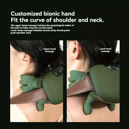 USB Charging Neck And Shoulder Heating Massager, Electric Massager, 6D Hand Simulated Shoulder, Neck, Back Massager, Neck Trapezius Massager, As Well As Deep Kneading And Massage for The Shoulders And Legs. Suitable Gifts for