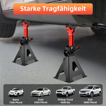 1-Pair Heavy Duty 6-Ton (12,0.0 g) & 3-Ton (6,0.0 g) Capacity Steel Jack Stands with Interlocking Stability, Secure Latches & Rubber Caps - Alloy Steel Construction, A-Frame Design for Car Repair, Vehicle Maintenance, Garage,