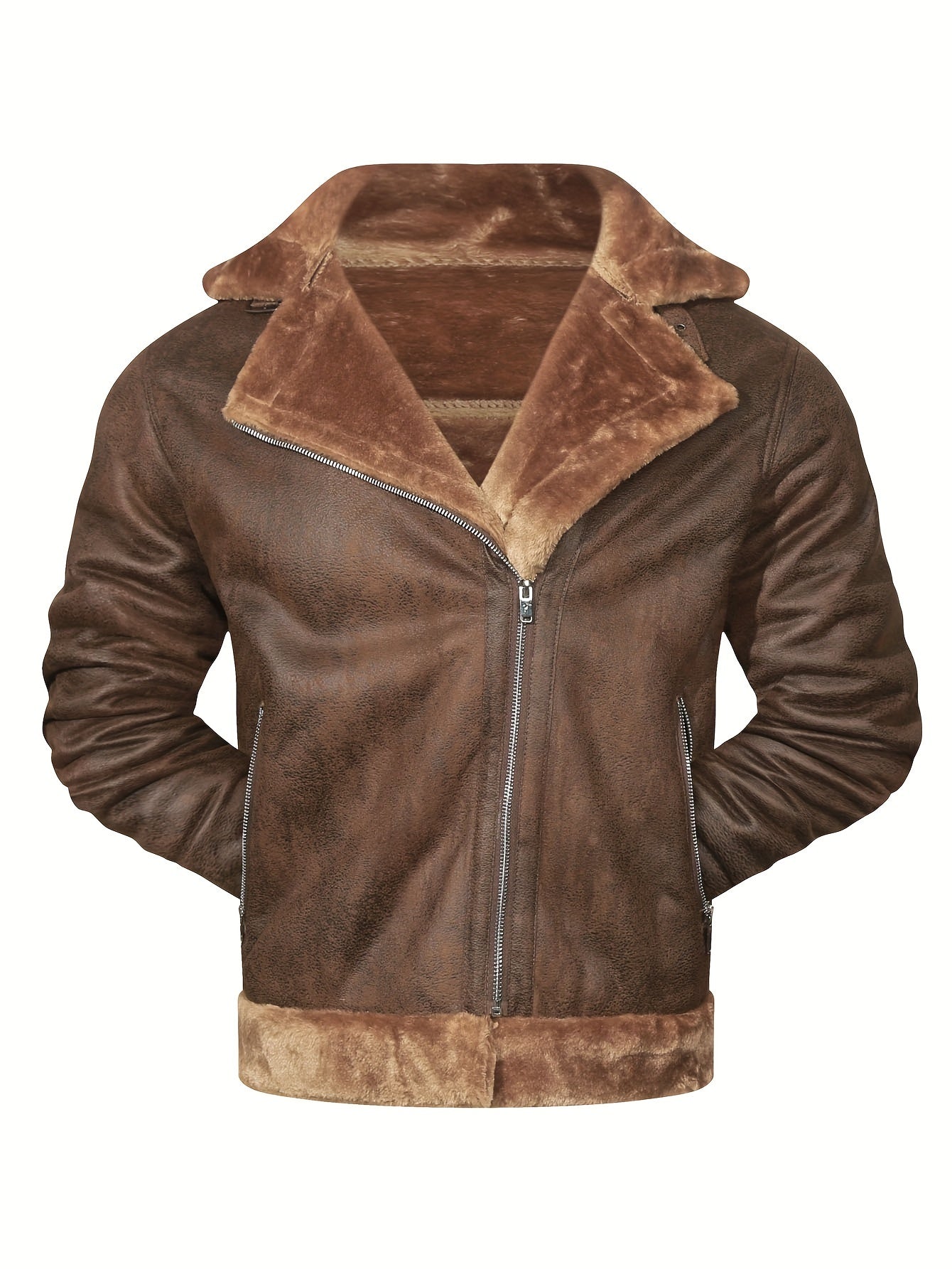 Men's Pu Jacket, Chic Faux Leather Jacket For Fall Winter