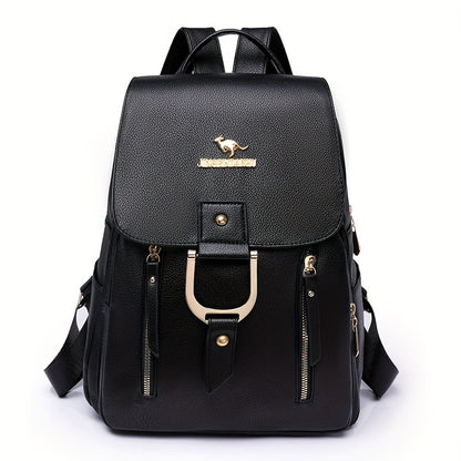 Women'S Large Capacity Nylon Backpack, Casual Style, Non-Washable, Adjustable Strap, Zip Closure, Polyester Lining, Carved Detail, Versatile for Daily Commute and Travel