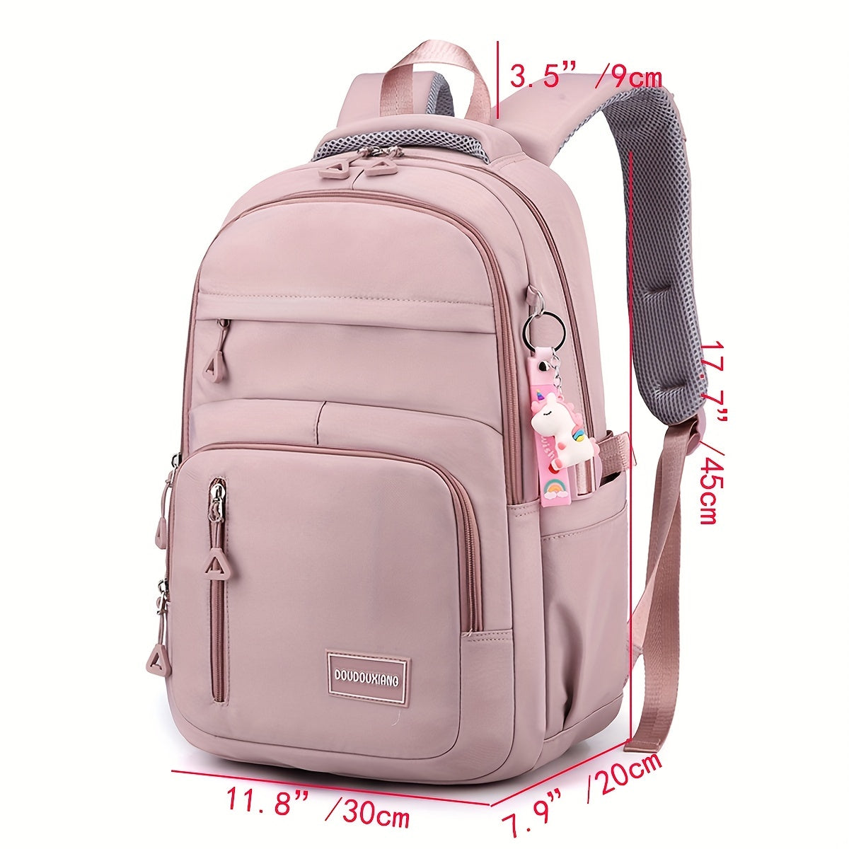 Large Capacity Double Shoulder Bag, Solid Color Fashion Casual Nylon Laptop Backpack with Adjustable Straps, Women's Stylish Versatile Cute Schoolbag