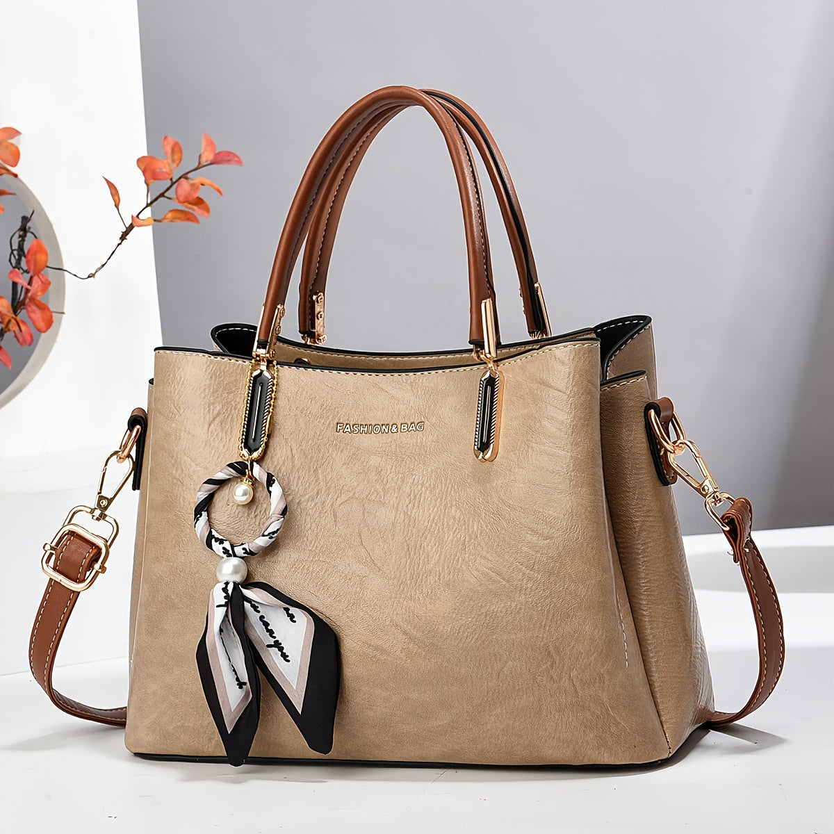 Bolsa de senhora CHROSGEKEIDI em tecido genuíno com alça removível - Grande capacidade, fecho de correr, elegante bolsa preta para uso diário, presente perfeito para mães ou familiares, bolsa versátil | Bolsa elegante | Forro em poliéster, tamanho pequeno