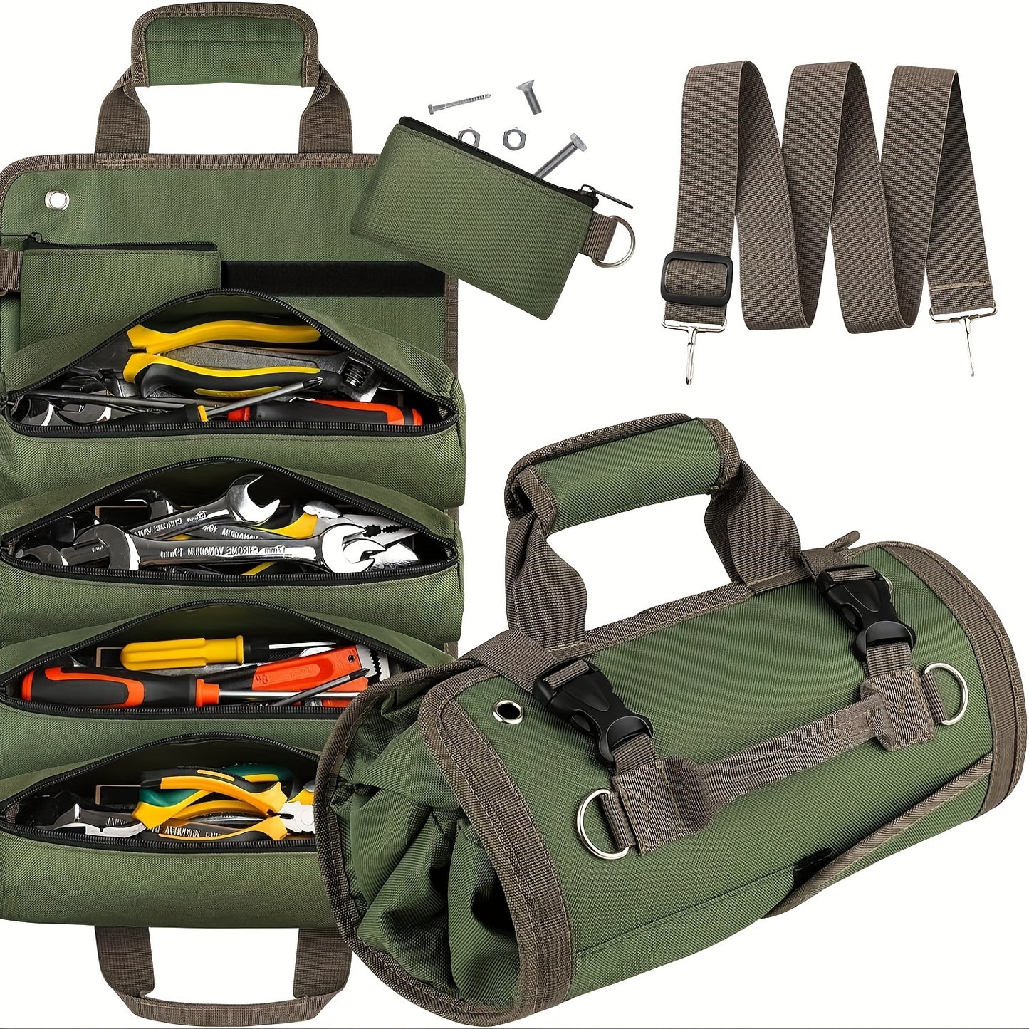 Tool Kit Set, Heavy-duty Tools Organizer For Men And Women, Portable Tools Storage Box With 2 Detachable Zipper Bags, Mini Portable Bag For Electricians And Mechanics