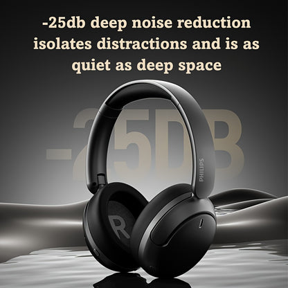 For Philips Wireless Over-Ear Headphones with ANC Noise Cancelling, 35-Hour Playtime, Foldable & Lightweight BT 5.4, USB-C Charging, High-Resolution Audio, Microphone, Heavy Bass - Ideal For Travel, Office, Mobile Phone, Comp