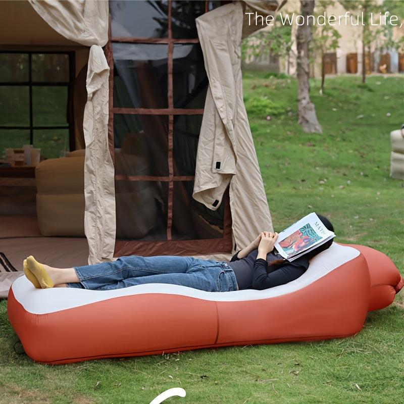 1pc Versatile Inflatable Lounger - Portable Air Sofa for Camping & Outdoor Adventures, Durable Polyester, Water & Land Use, Ideal for Festivals, Travel, and Family Events, Festival Air Mattress | Versatile Inflatable Sofa | E