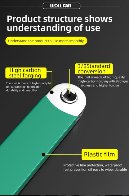 WOLLFAN Multi-Functional Extension Wrench, 39cm/15.35inch, Ratchet Conversion, Narrow Extension, Quick Release Socket, Universal Tool for Car Maintenance, Durable Material
