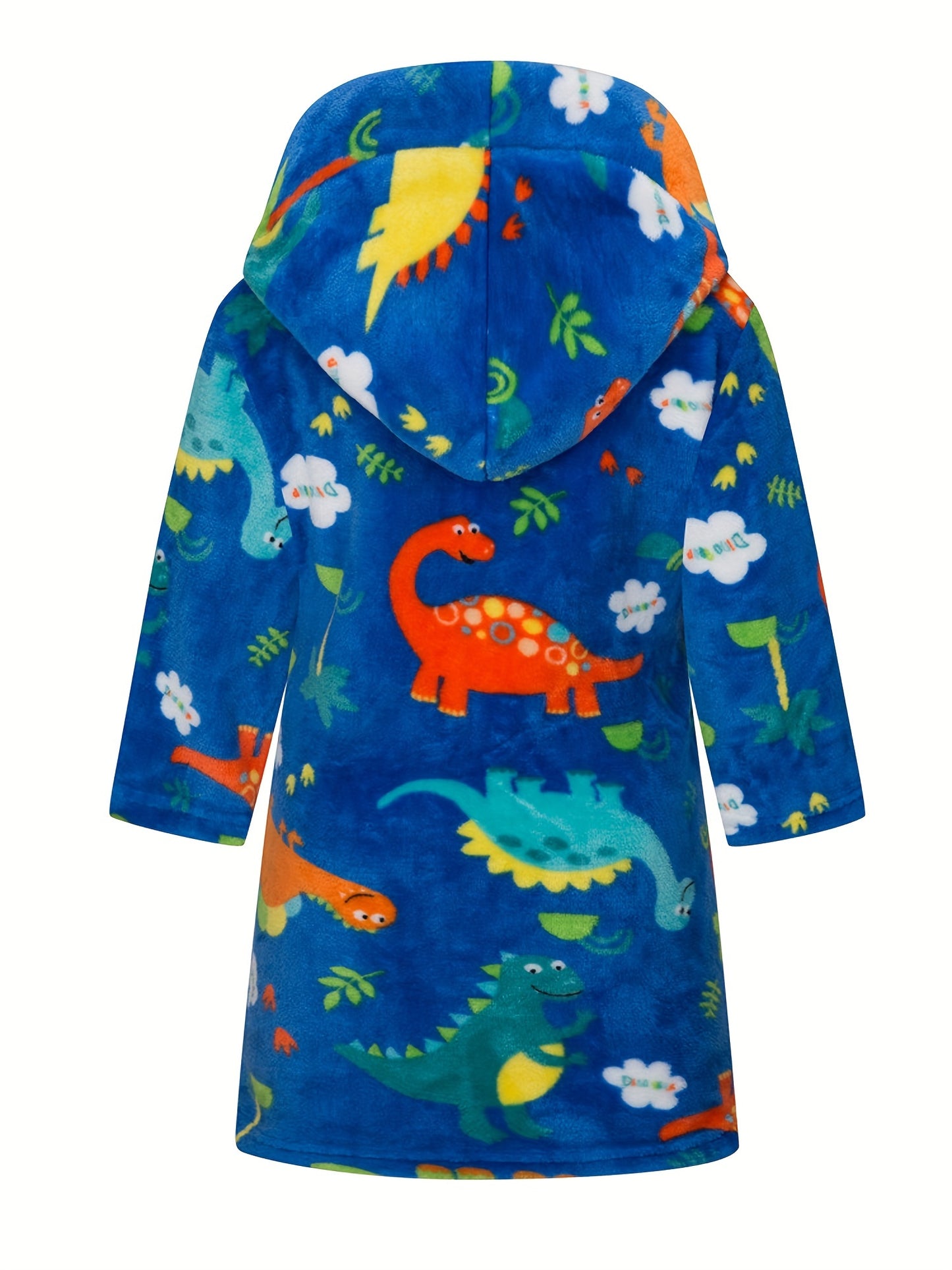 Kids Flannel Bathrobes Boys Hoodie Robes Soft Astronaut Planet Print Sleepwear Kids Clothes