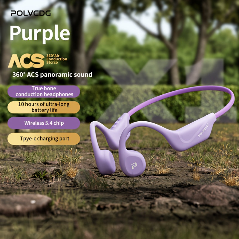 POLVCDG Audio Wireless Bone Conduction Headset - IPX5, Long Battery Life, Open Design, Signal Stability, Noise Isolation, Push Button Control, Tangle-Free Cable, Type-C Charging, Compatible with Cellphones, Sports Headphones