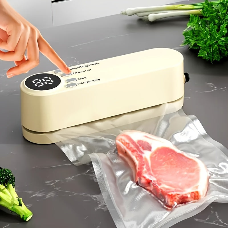 Compact USB Rechargeable Vacuum Sealer Kit with Digital Display - Quick Seal, Includes Pump and Airtight Bags, Perfect for Food Preservation, Snacks, Meats, Fruits, Vegetables - Space-Saving Design, 36V, Food Vacuum Sealer
