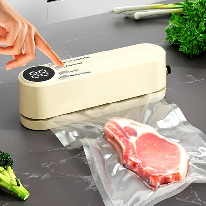 Compact USB Rechargeable Vacuum Sealer Kit with Digital Display - Quick Seal, Includes Pump and Airtight Bags, Perfect for Food Preservation, Snacks, Meats, Fruits, Vegetables - Space-Saving Design, 36V, Food Vacuum Sealer