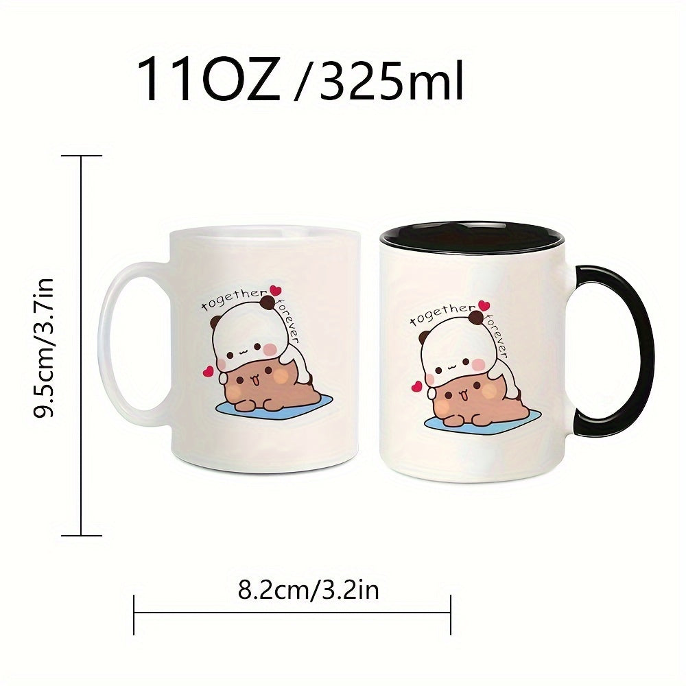 Adorable Couple Ceramic Coffee Mug Set: Perfect for Valentine's Day or Any Special Occasion - 325ml