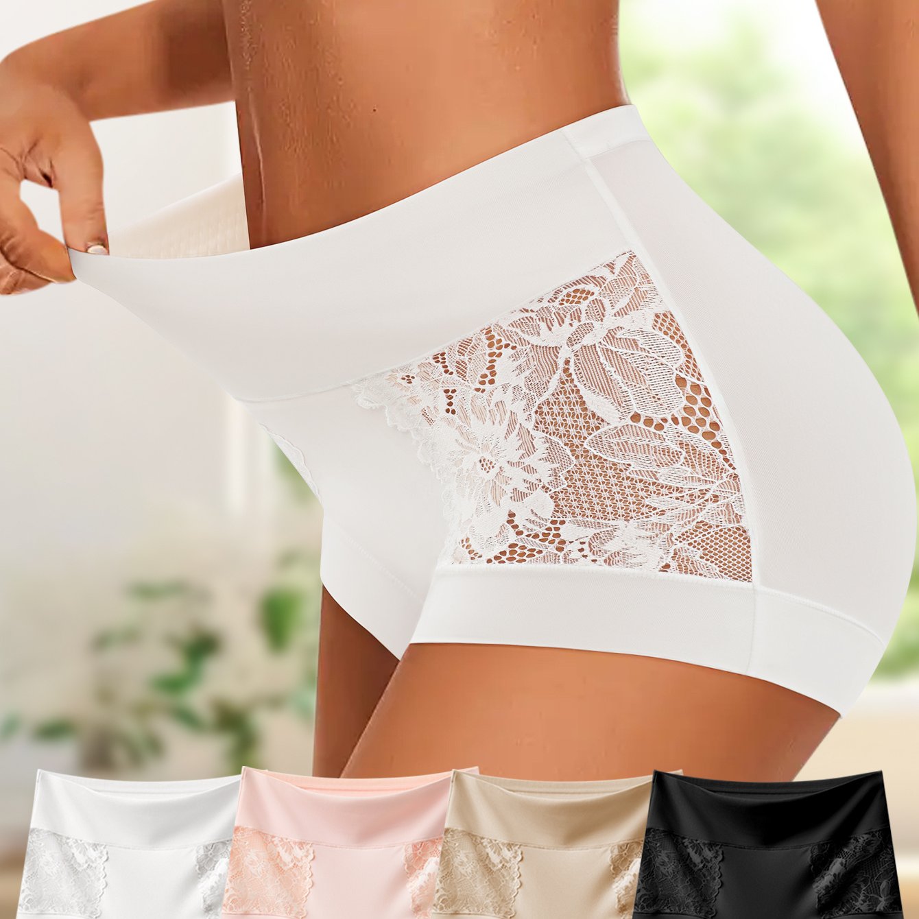 4pcs set of elegant and romantic floral lace-trimmed Women's briefs. Fashionable, comfortable, and breathable. Can be worn as outerwear, suitable for holidays, and wearable all year round. Affordable pants.