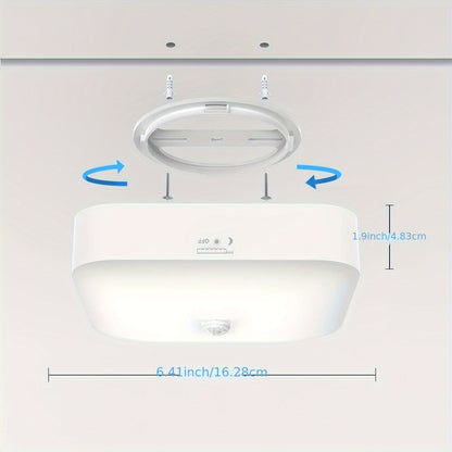 1 Modern Motion Sensor LED Ceiling Light, 500LM High Brightness 10000mAh Rechargeable Battery Powered Wireless, Day and Night Two Work Modes Motion Sensor Lamp, Suitable for Entrance, Kitchen, Stairs, Hallway, Pantry, Superma