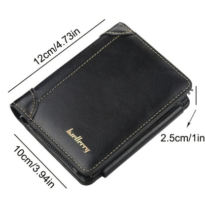 1pc Men's Short Multi-Card Slots Three-fold Zipper Coin Pocket Wallet Fashion Thin Card Bag Give Gifts To Men On Valentine's Day