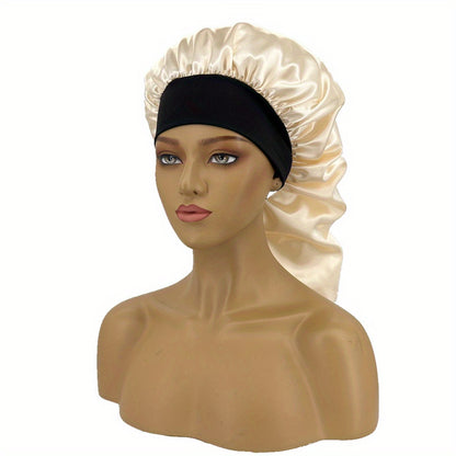 Silky Long Bonnet For Sleeping Solid Color Night Cap For Women Hair Care Tools For Sleeping In Overnight