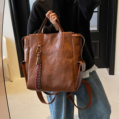 Women's Vintage Backpack - Large Capacity Laptop Backpack with Adjustable Padded Straps, Golden-Tone Hardware & Zipper Closure, Brown/Black/Coffee Brown Tote Backpack for Work, School, Travel - Stylish & Durable Everyday Carr