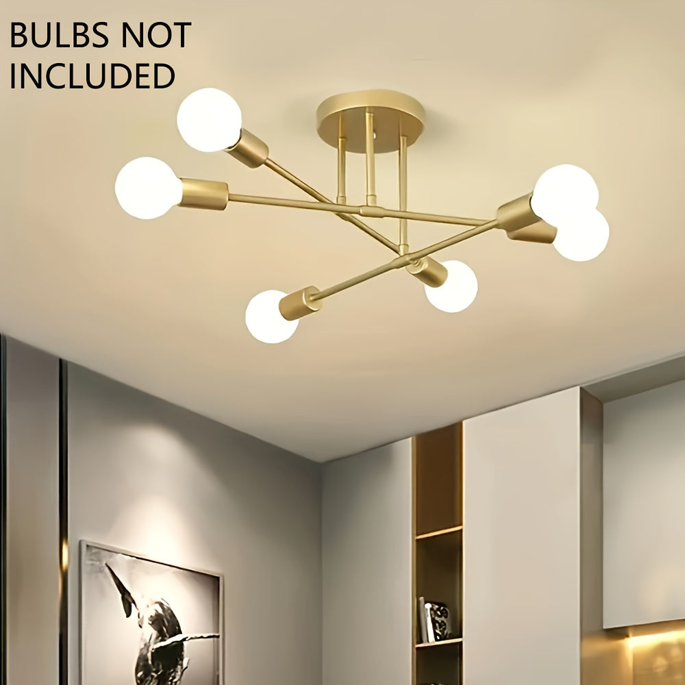 A Modern Artificial Satellite Chandelier with 6 Light Ceiling Fixtures, Featuring E27/E26 Bulb Sockets, Suitable for Bedrooms, Dining Rooms, Kitchens, And Offices.