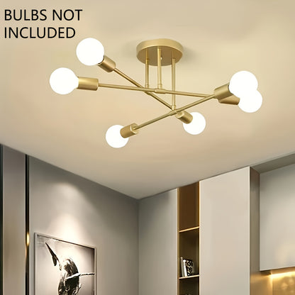 A Modern Artificial Satellite Chandelier with 6 Light Ceiling Fixtures, Featuring E27/E26 Bulb Sockets, Suitable for Bedrooms, Dining Rooms, Kitchens, And Offices.