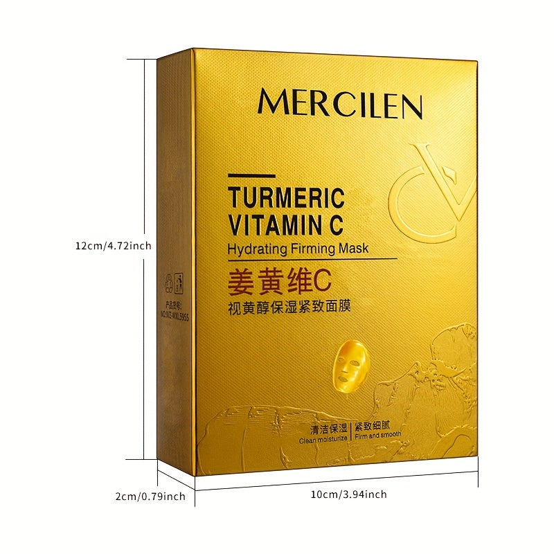 Turmeric Vitamin C retinol Moisturizing and firming Mask 6g*10 pack, containing collagen, vitamin E, niacinamide and plant squalane, deep cleaning, moisturizing and firming, even Light Beige, fine pores, suitable for all Ligh