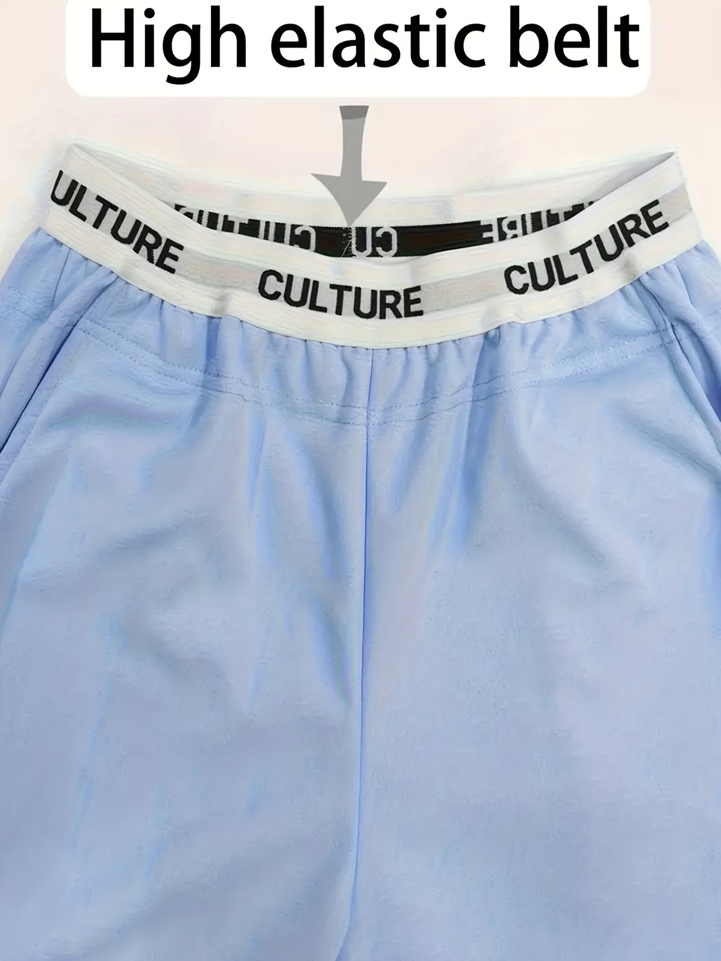 2pcs Women'S High-Waisted Wide-Leg Pants with Heart Letter Print - Casual Loose-Fit Joggers, Solid Color, All-Season Comfort, Pockets, Versatile for Casual Attire